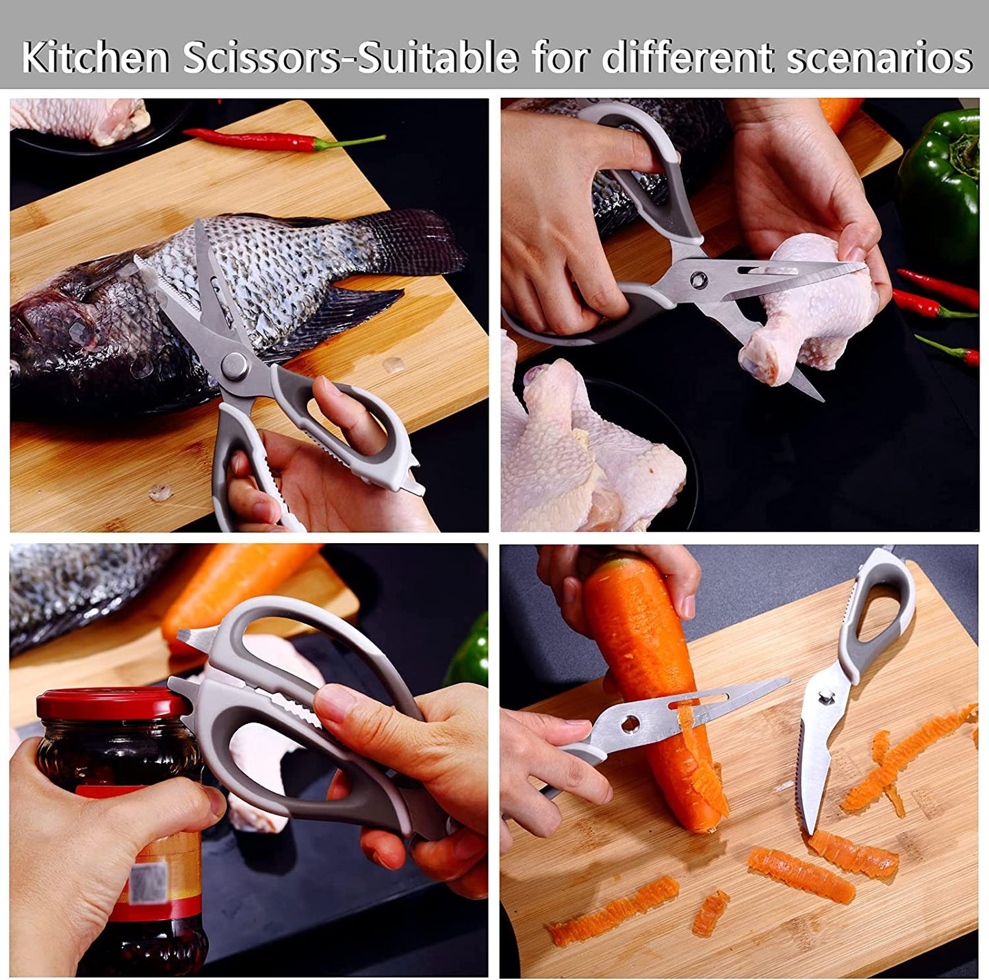 Heavy Duty Kitchen Scissors Kitchen Shears Come Apart Multi Function Stainless Steel Utility Food Cooking Scissors With Non Slip Handle