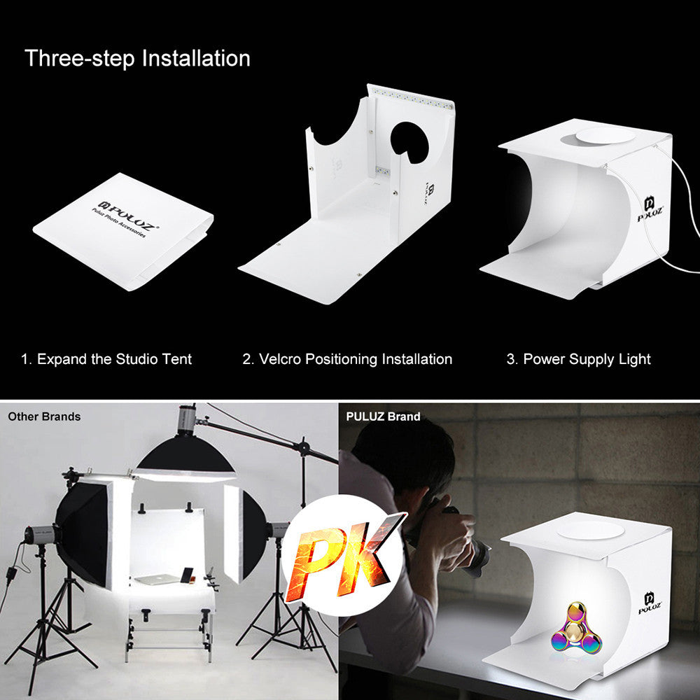 Double LED Light Room Photo Studio Photography Lighting Tent Backdrop Cube Box