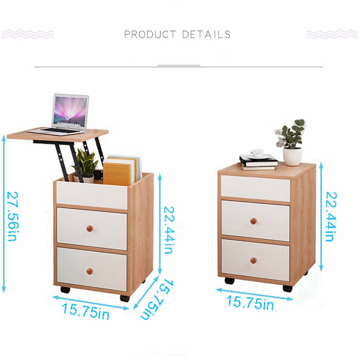 Storage Cabinet Bedroom Bedside Removable Locker Lifting Table Nightstand