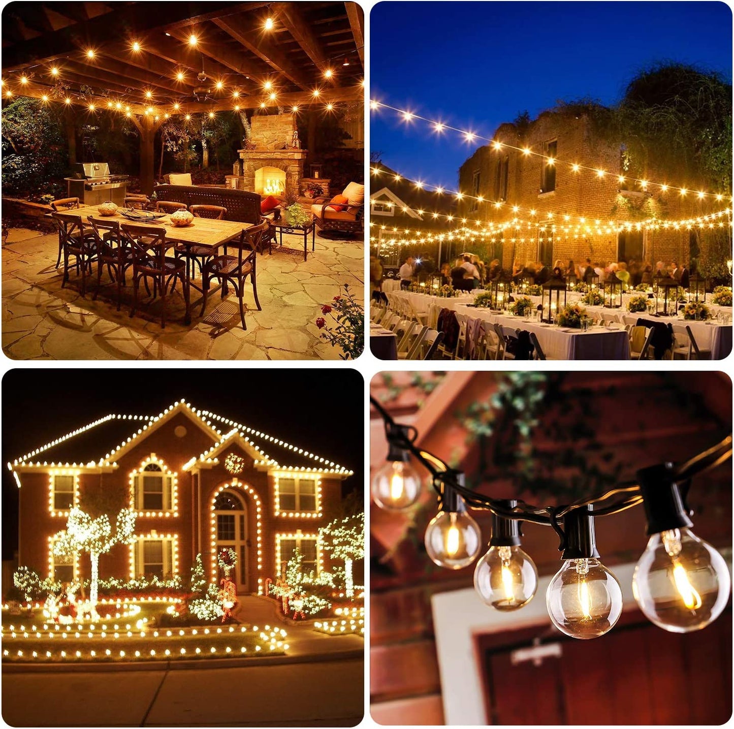 50FT LED G40 Outdoor Patio String Lights Shatterproof Globe String Lights With 50 And 2 Dimmable Edison Bulbs