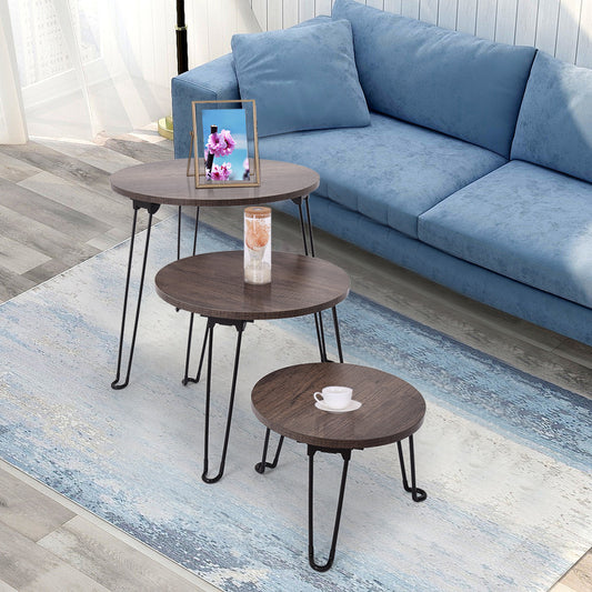 Nesting Coffee Table Set Of 3 End Side Tables Living Room Sofa Snack Table