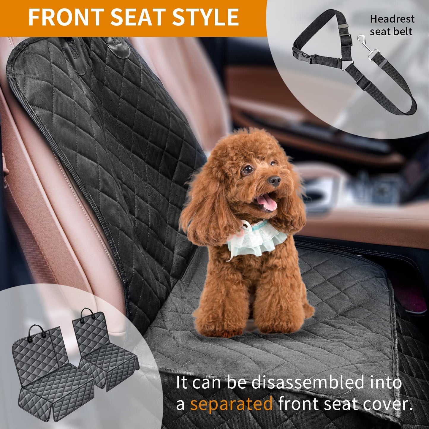 Dog Car Seat Cover For Back Seat Conversible 4-in-1 Waterproof Seat Cover Scratchproof Car Seat Protector Cover