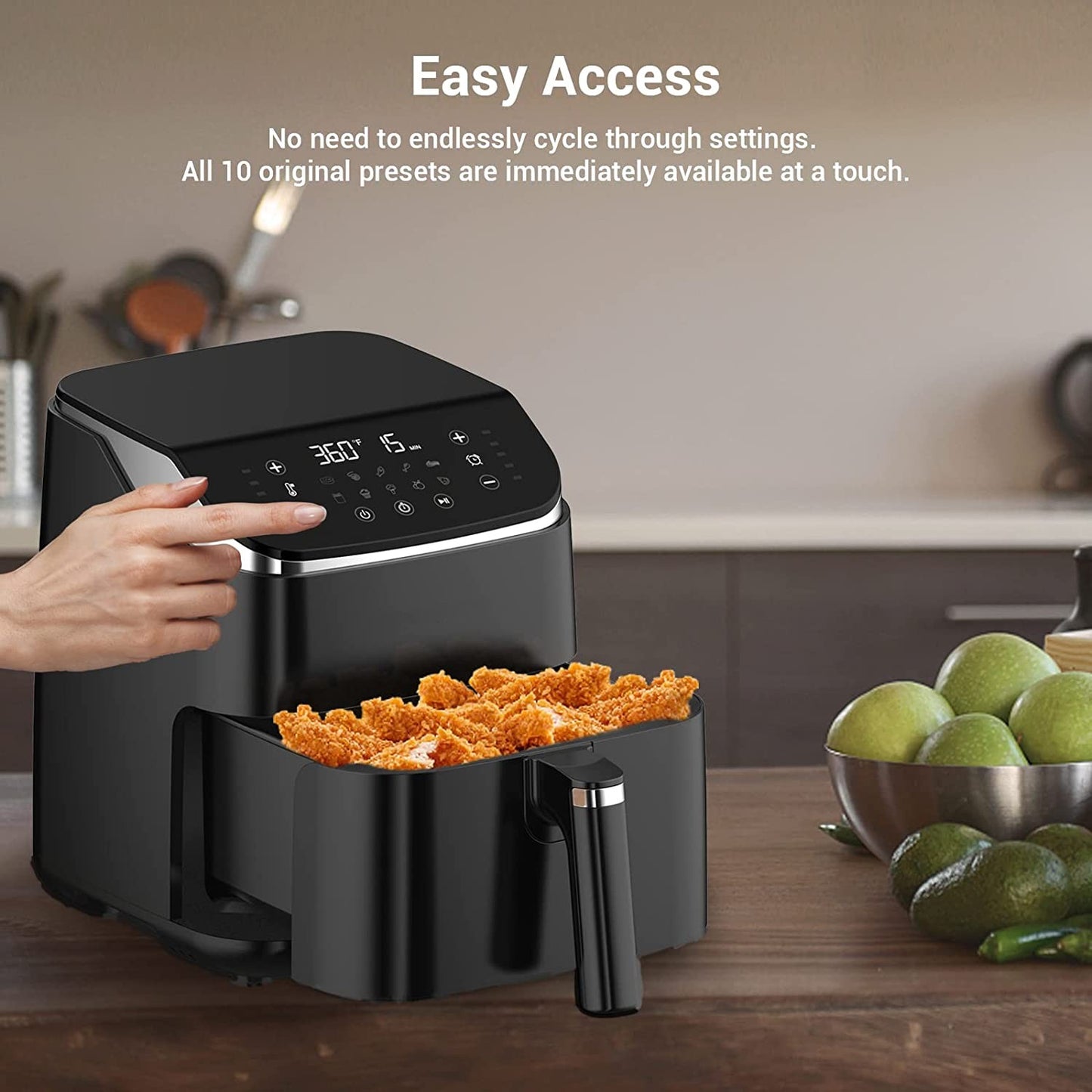 5.8Qt Air Fryer 10-in-1 Digital Air Fryer Hot Oven Cooker With LED Touch Screen Non-Stick 1500W, Black