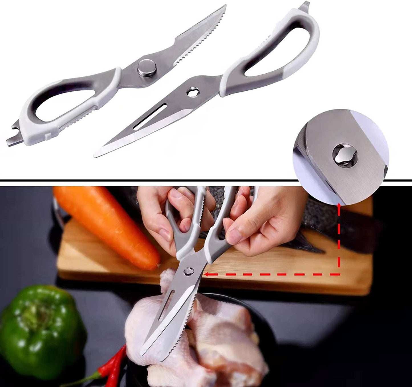 Heavy Duty Kitchen Scissors Kitchen Shears Come Apart Multi Function Stainless Steel Utility Food Cooking Scissors With Non Slip Handle