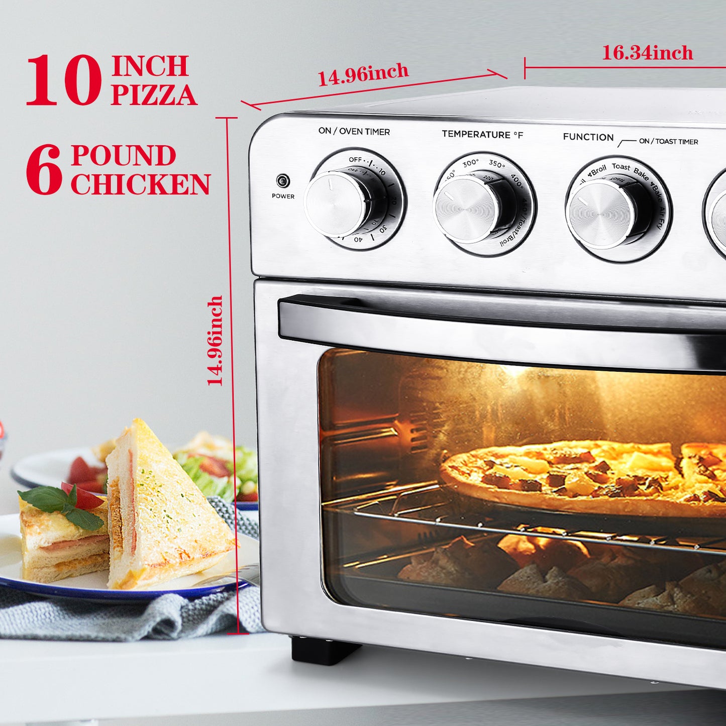 1700W Geek Chef Stainless Steel Air Fryer Toaster Oven
