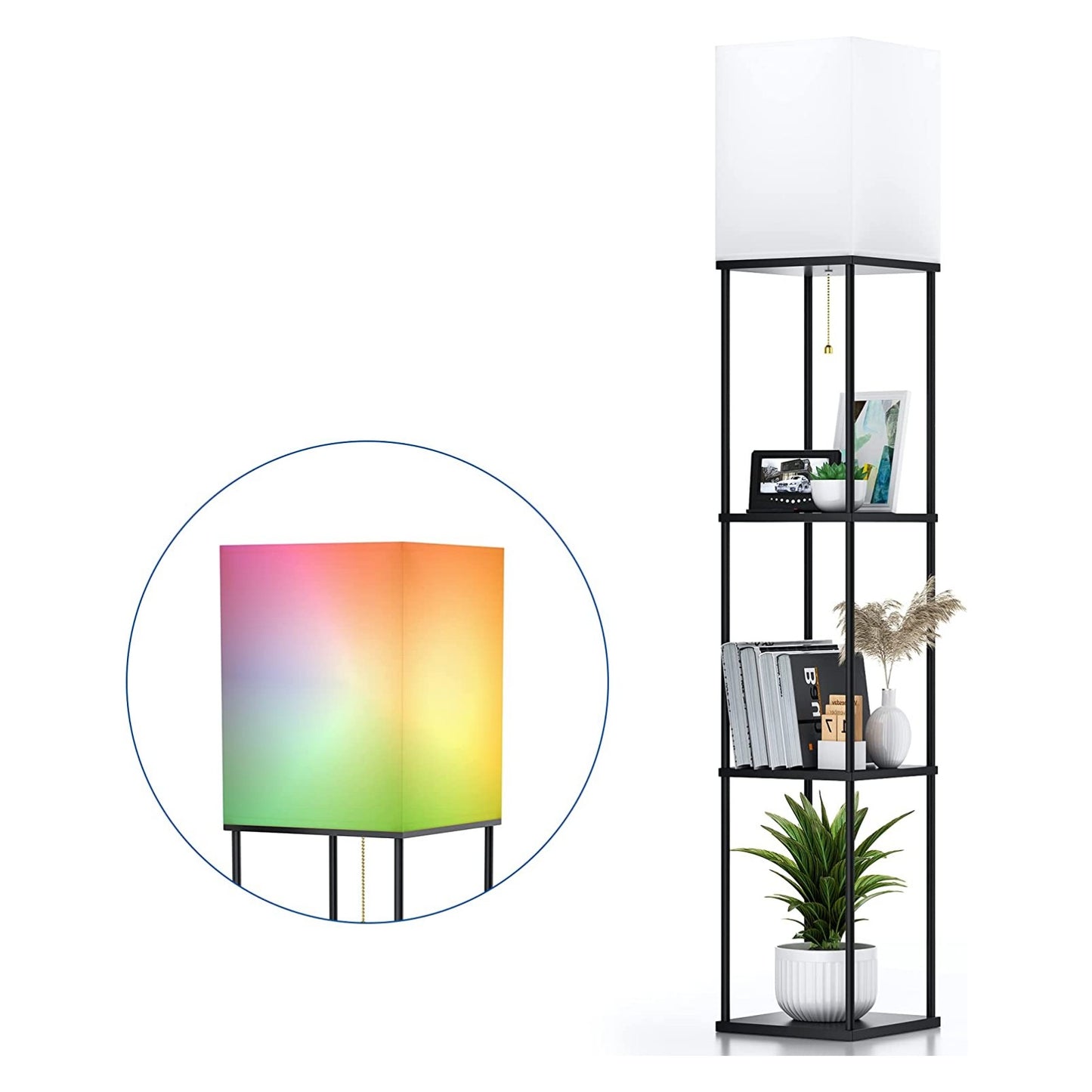 Floor Lamp With Shelves LED Modern Smart Standing Floor Lamp With 3 Color Temperature For Living Room, Bedroom